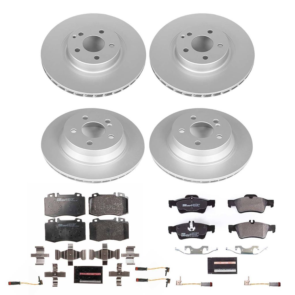 PowerStop ESK4522 - Genuine Geomet Coated Rotors, ECE-R90 Brake Pads + Hardware Kit