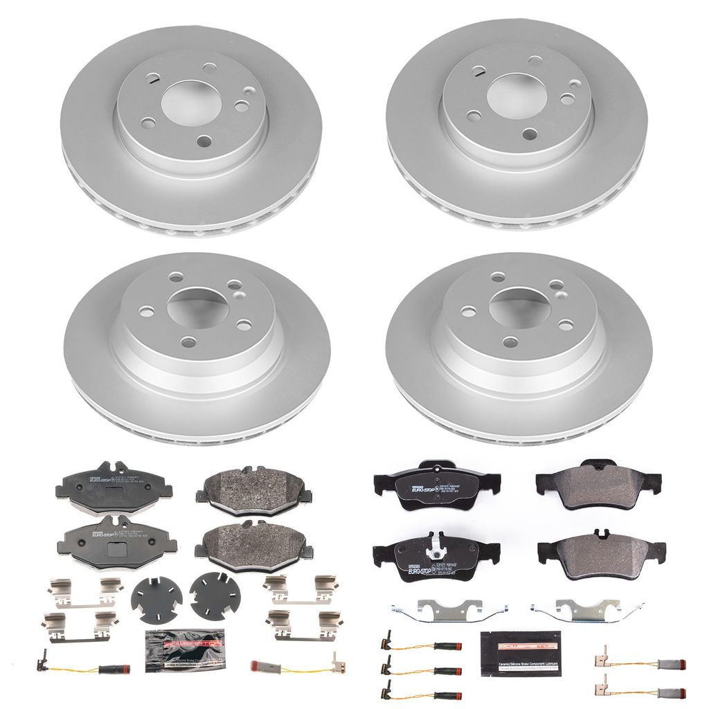 PowerStop ESK4524A - Genuine Geomet Coated Rotors, ECE-R90 Brake Pads + Hardware Kit