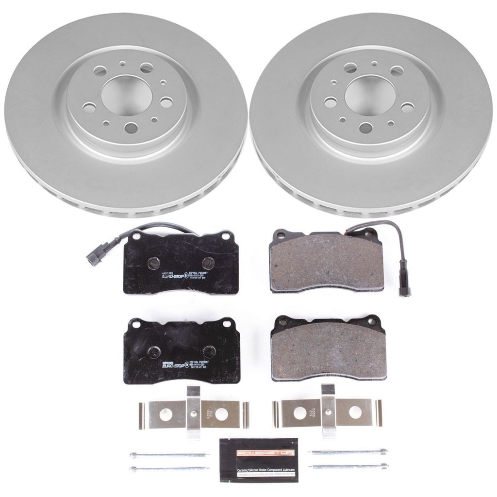 PowerStop ESK4548 - Genuine Geomet Coated Rotors, ECE-R90 Brake Pads + Hardware Kit