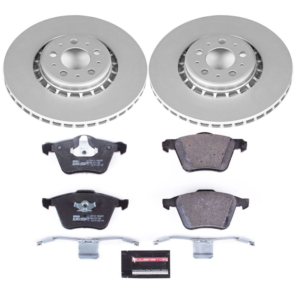 Genuine Geomet Coated Rotors, ECE-R90 Brake Pads + Hardware Kit
