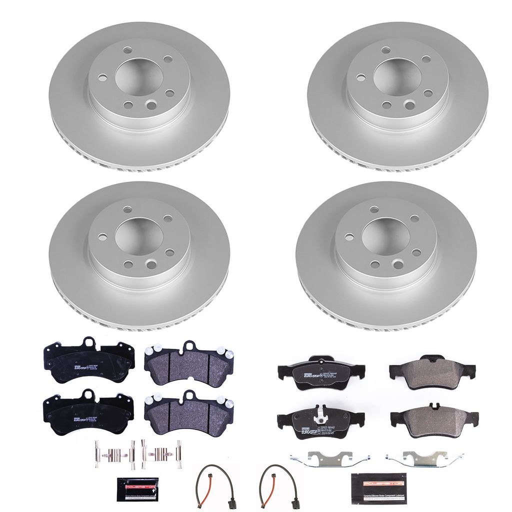 PowerStop ESK4554 - Genuine Geomet Coated Rotors, ECE-R90 Brake Pads + Hardware Kit
