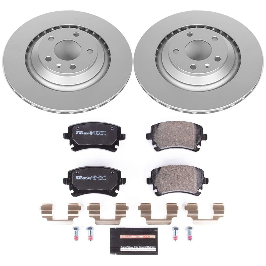 Genuine Geomet Coated Rotors, ECE-R90 Brake Pads + Hardware Kit