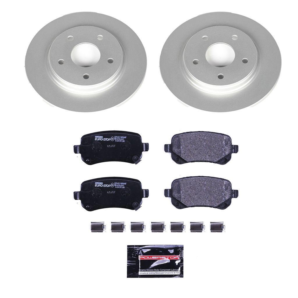 Genuine Geomet Coated Rotors, ECE-R90 Brake Pads + Hardware Kit