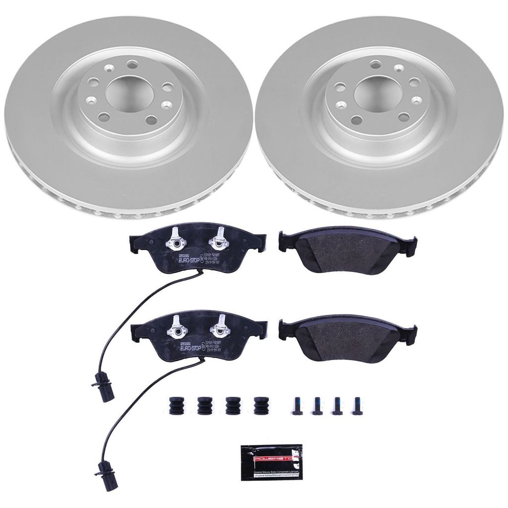 PowerStop ESK4570 - Genuine Geomet Coated Rotors, ECE-R90 Brake Pads + Hardware Kit