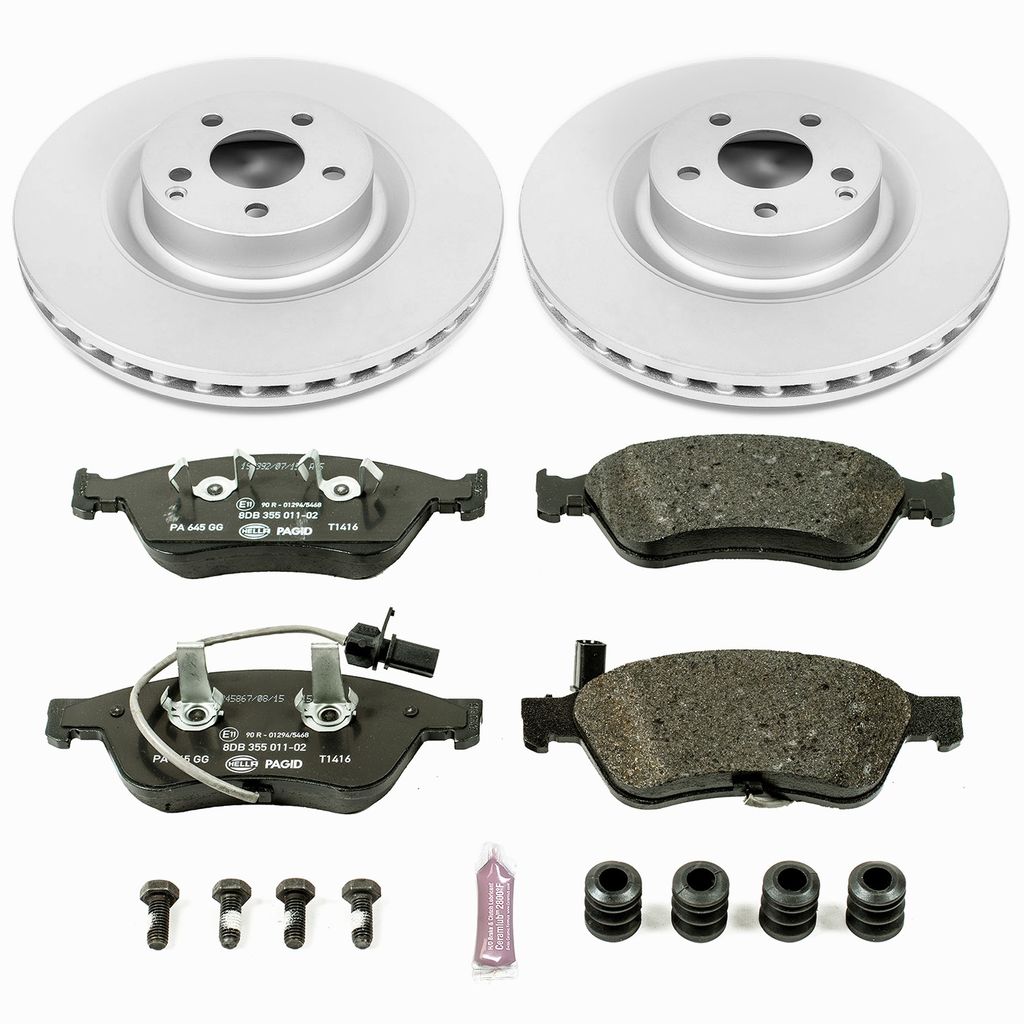 PowerStop ESK4571 - Genuine Geomet Coated Rotors, ECE-R90 Brake Pads + Hardware Kit