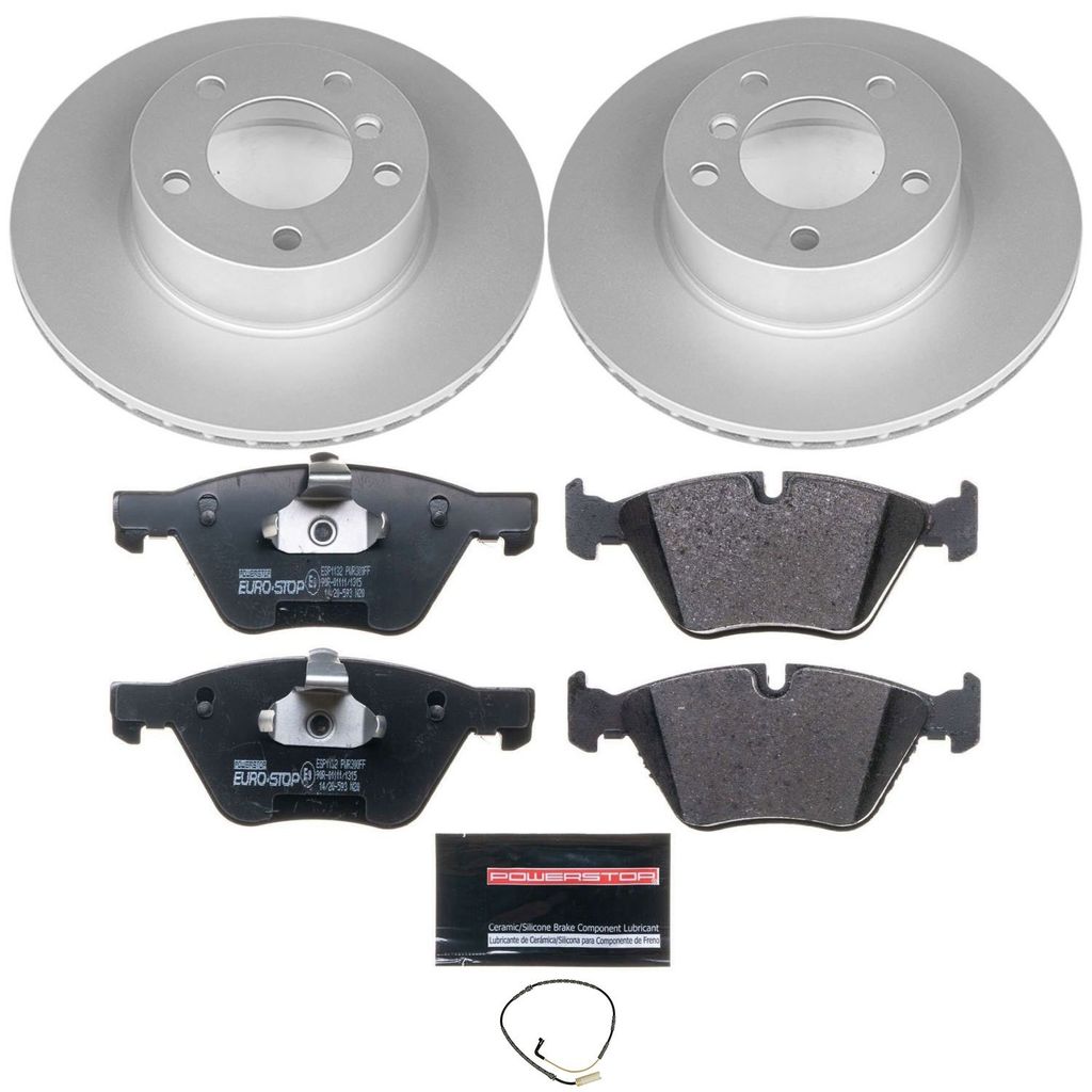 PowerStop ESK4589 - Genuine Geomet Coated Rotors, ECE-R90 Brake Pads + Hardware Kit