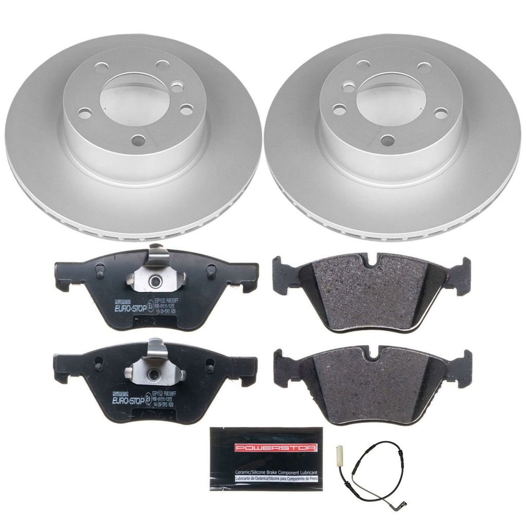 Genuine Geomet Coated Rotors, ECE-R90 Brake Pads + Hardware Kit