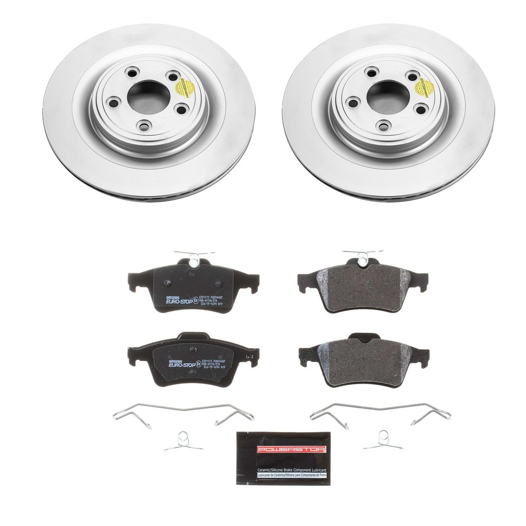 PowerStop ESK4612 - Genuine Geomet Coated Rotors, ECE-R90 Brake Pads + Hardware Kit