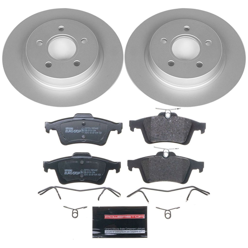 PowerStop ESK4613 - Genuine Geomet Coated Rotors, ECE-R90 Brake Pads + Hardware Kit