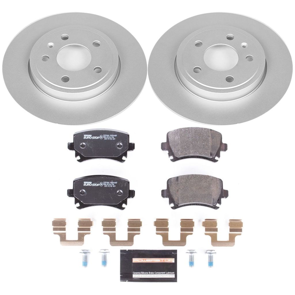 Genuine Geomet Coated Rotors, ECE-R90 Brake Pads + Hardware Kit