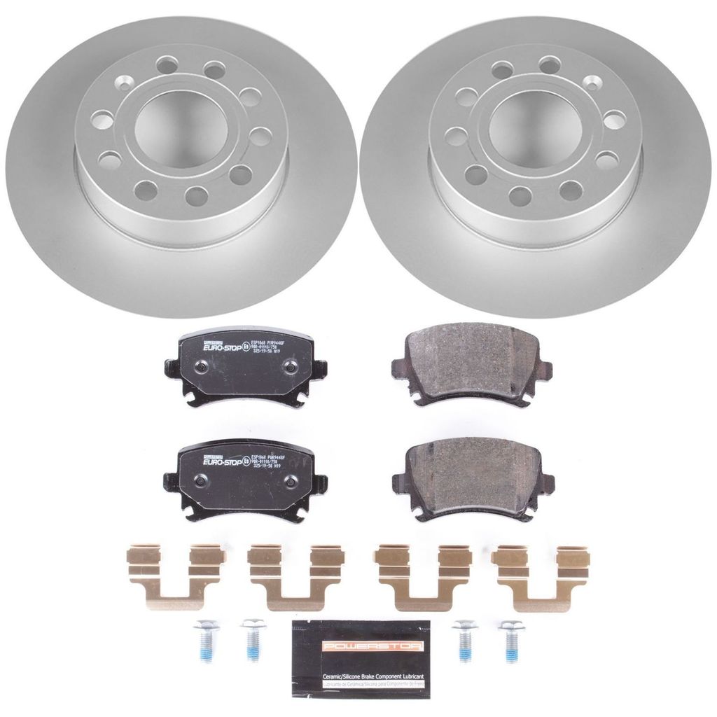 Genuine Geomet Coated Rotors, ECE-R90 Brake Pads + Hardware Kit
