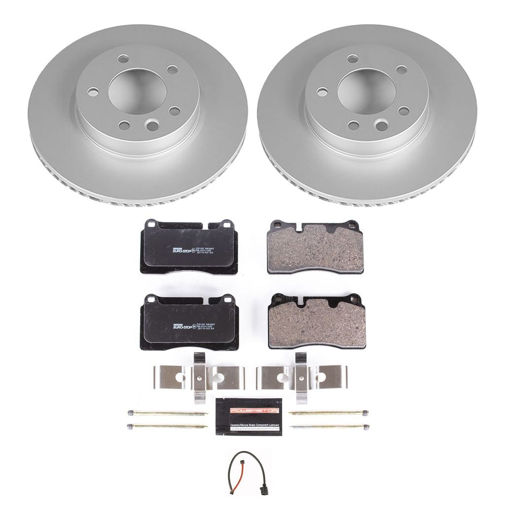 PowerStop ESK4656 - Genuine Geomet Coated Rotors, ECE-R90 Brake Pads + Hardware Kit