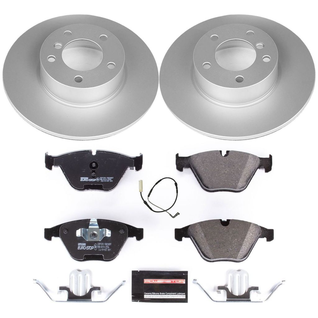 PowerStop ESK4677 - Genuine Geomet Coated Rotors, ECE-R90 Brake Pads + Hardware Kit