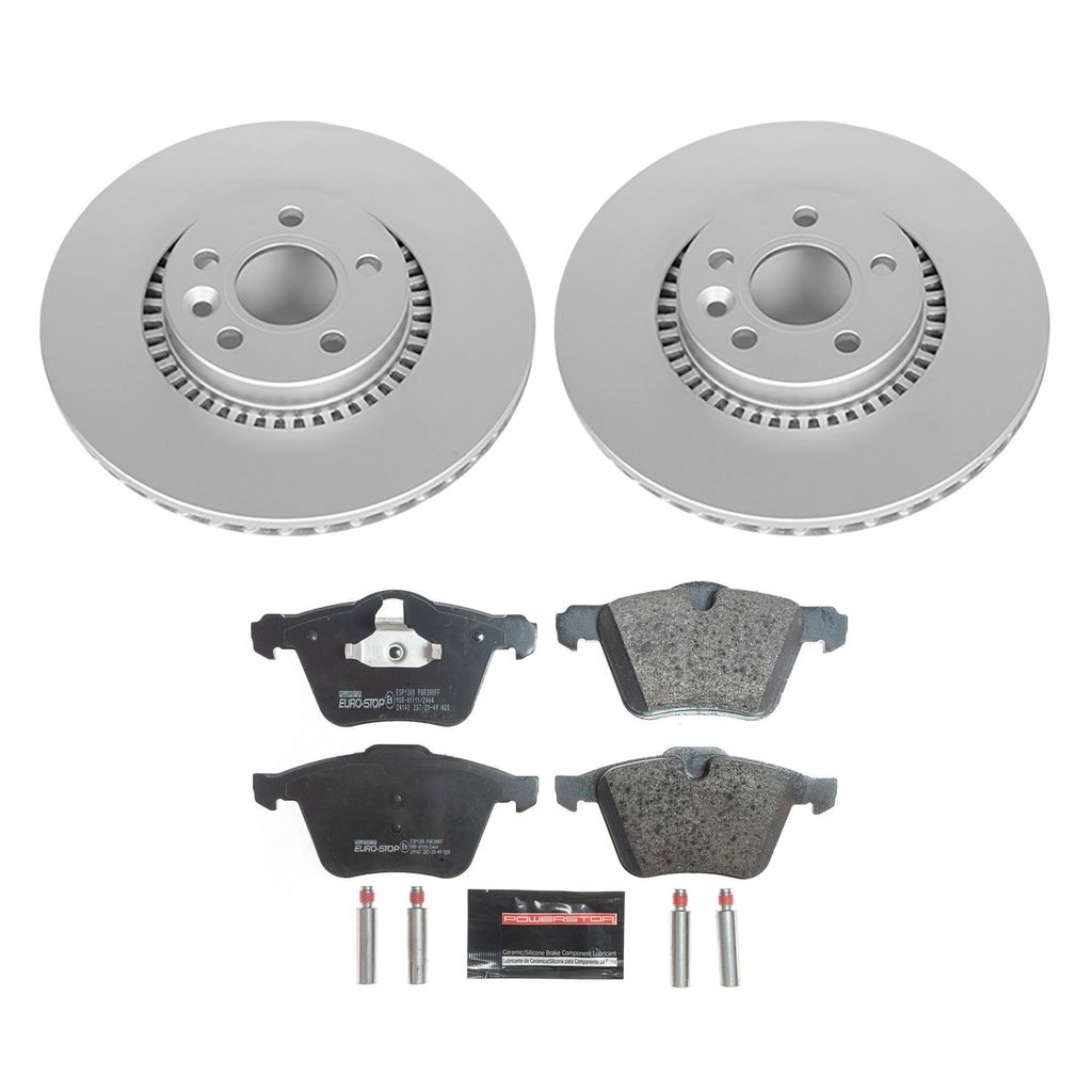 PowerStop ESK4698A - Genuine Geomet Coated Rotors, ECE-R90 Brake Pads + Hardware Kit