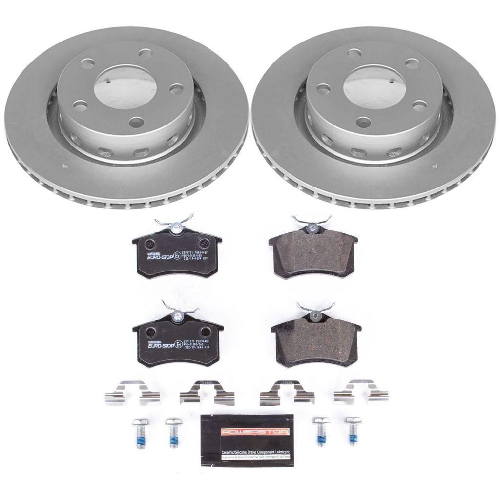Genuine Geomet Coated Rotors, ECE-R90 Brake Pads + Hardware Kit