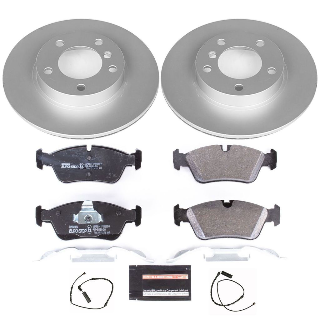 PowerStop ESK496 - Genuine Geomet Coated Rotors, ECE-R90 Brake Pads + Hardware Kit