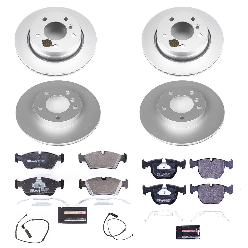 PowerStop ESK507 - Genuine Geomet Coated Rotors, ECE-R90 Brake Pads + Hardware Kit