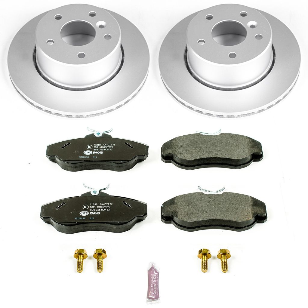 PowerStop ESK5106 - Genuine Geomet Coated Rotors, ECE-R90 Brake Pads + Hardware Kit