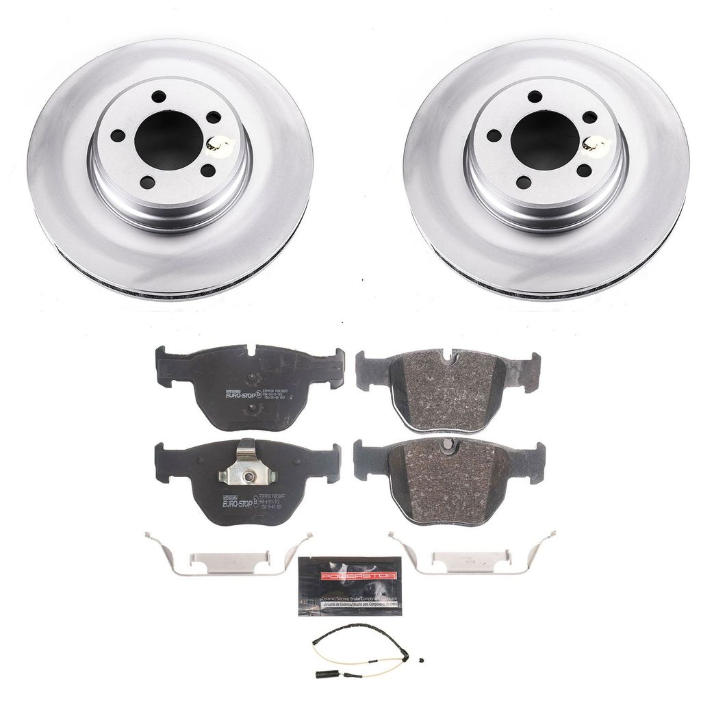 PowerStop ESK5111 - Genuine Geomet Coated Rotors, ECE-R90 Brake Pads + Hardware Kit