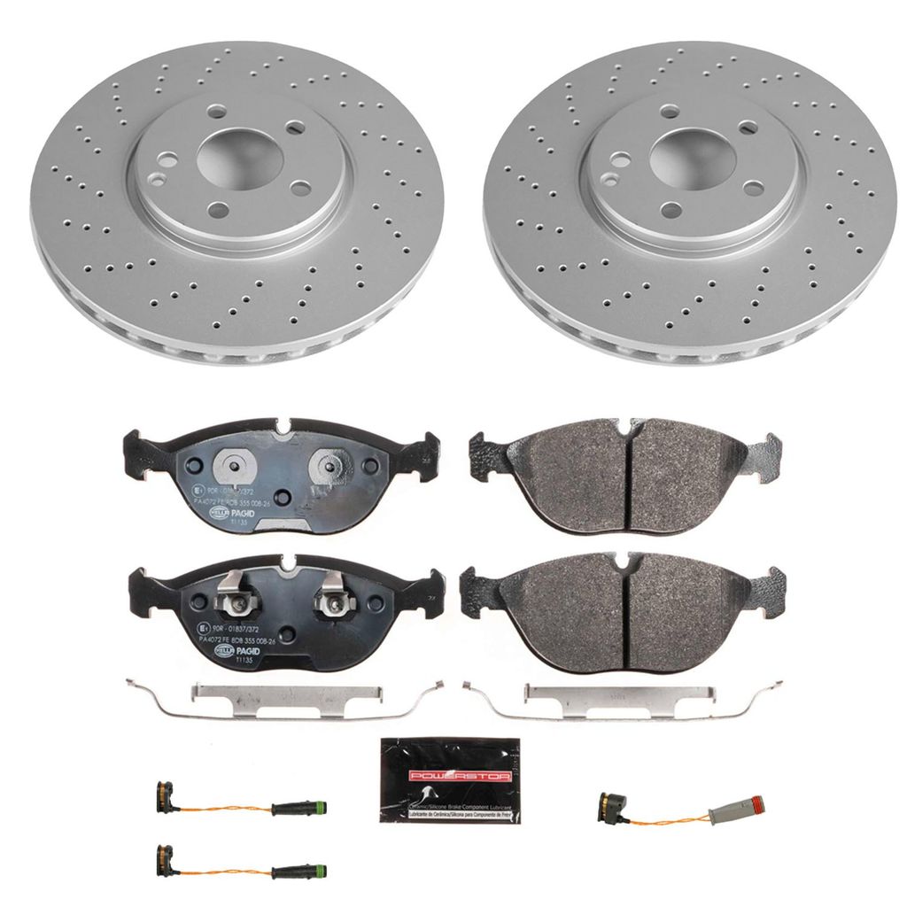 Genuine Geomet Coated Rotors, ECE-R90 Brake Pads + Hardware Kit