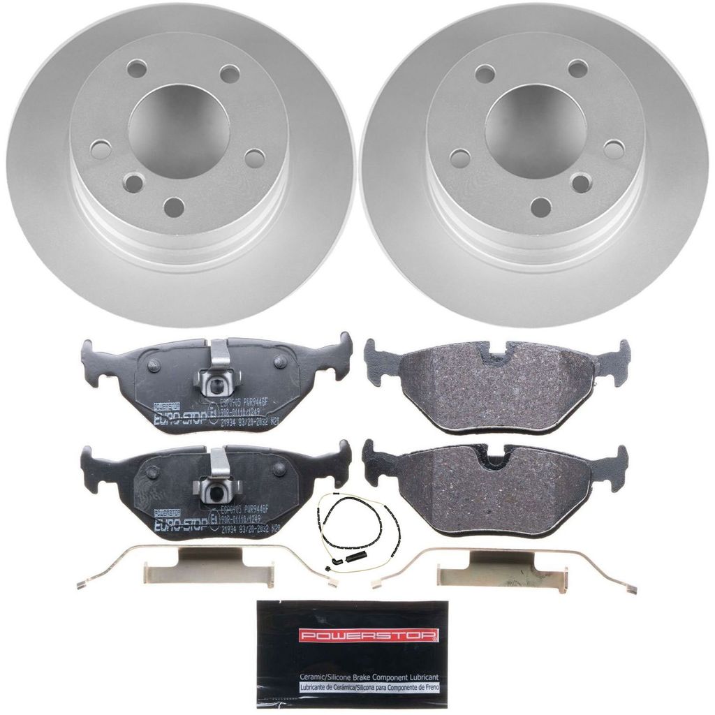 PowerStop ESK5130 - Genuine Geomet Coated Rotors, ECE-R90 Brake Pads + Hardware Kit