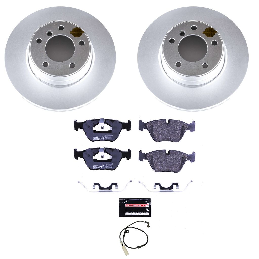 PowerStop ESK5156 - Genuine Geomet Coated Rotors, ECE-R90 Brake Pads + Hardware Kit