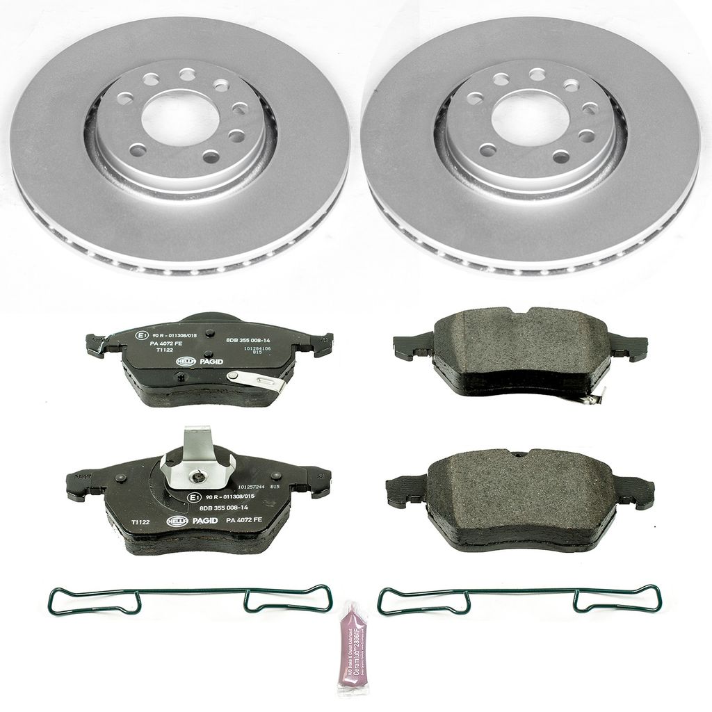 Genuine Geomet Coated Rotors, ECE-R90 Brake Pads + Hardware Kit