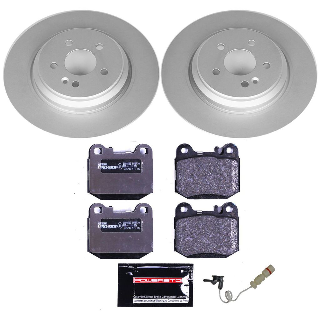 PowerStop ESK5261 - Genuine Geomet Coated Rotors, ECE-R90 Brake Pads + Hardware Kit