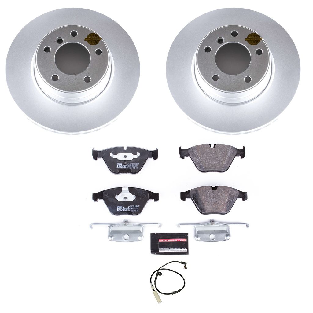 PowerStop ESK5280 - Genuine Geomet Coated Rotors, ECE-R90 Brake Pads + Hardware Kit