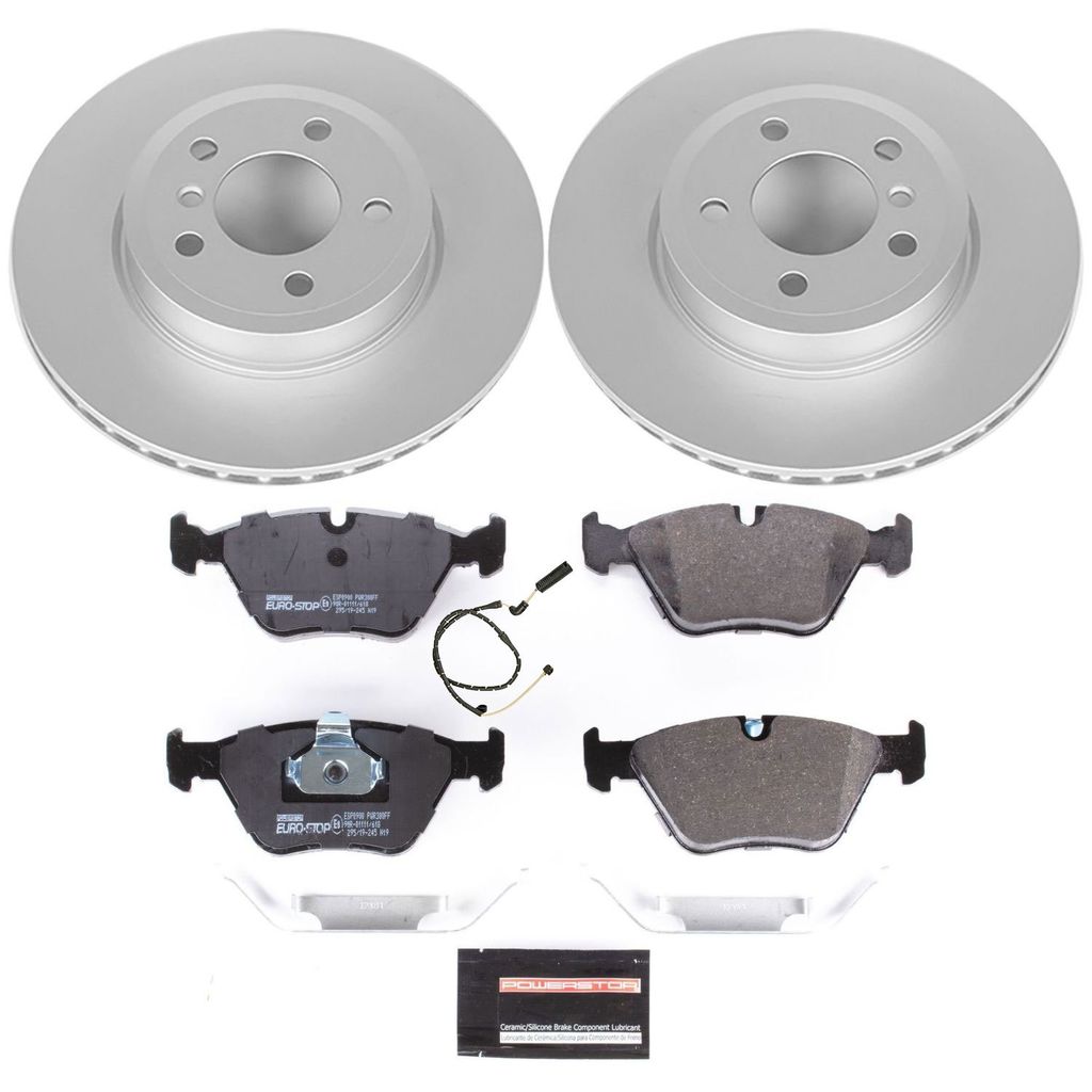 PowerStop ESK5298 - Genuine Geomet Coated Rotors, ECE-R90 Brake Pads + Hardware Kit