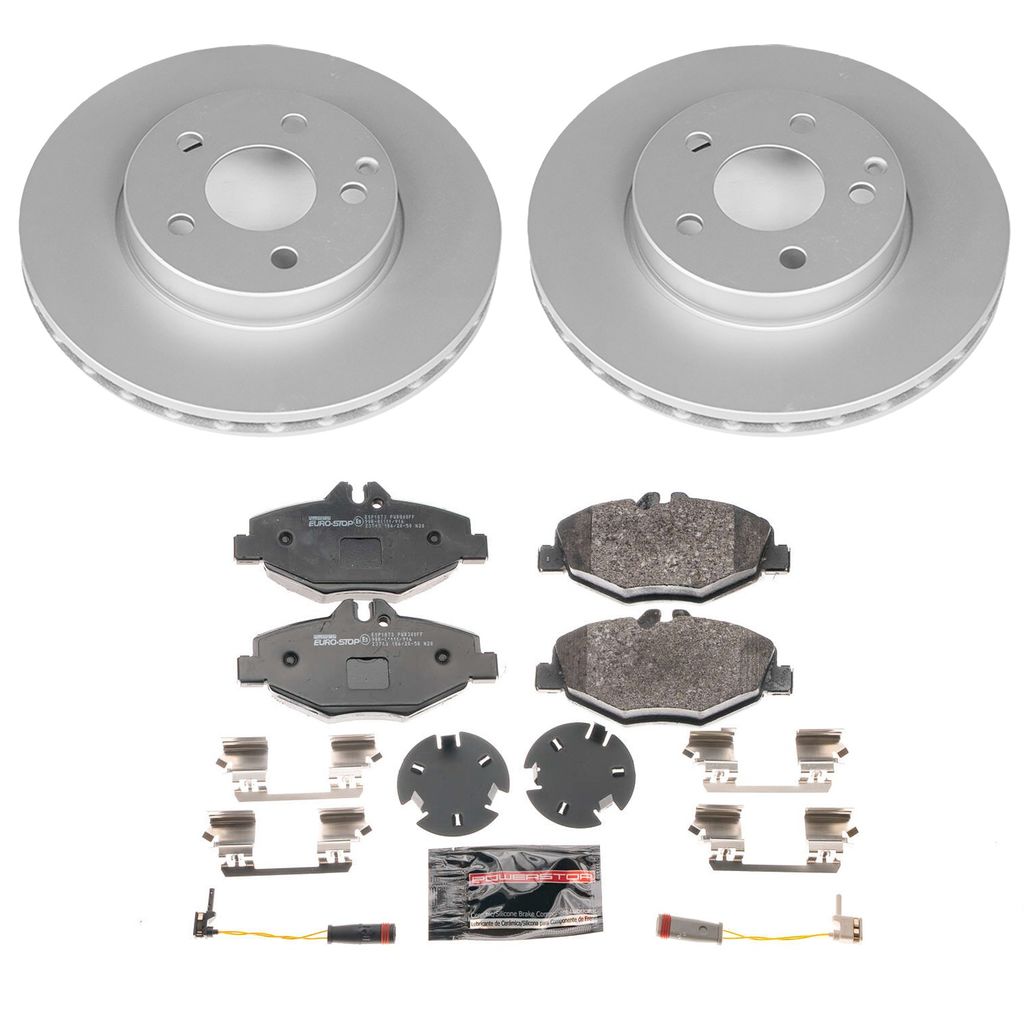 Genuine Geomet Coated Rotors, ECE-R90 Brake Pads + Hardware Kit