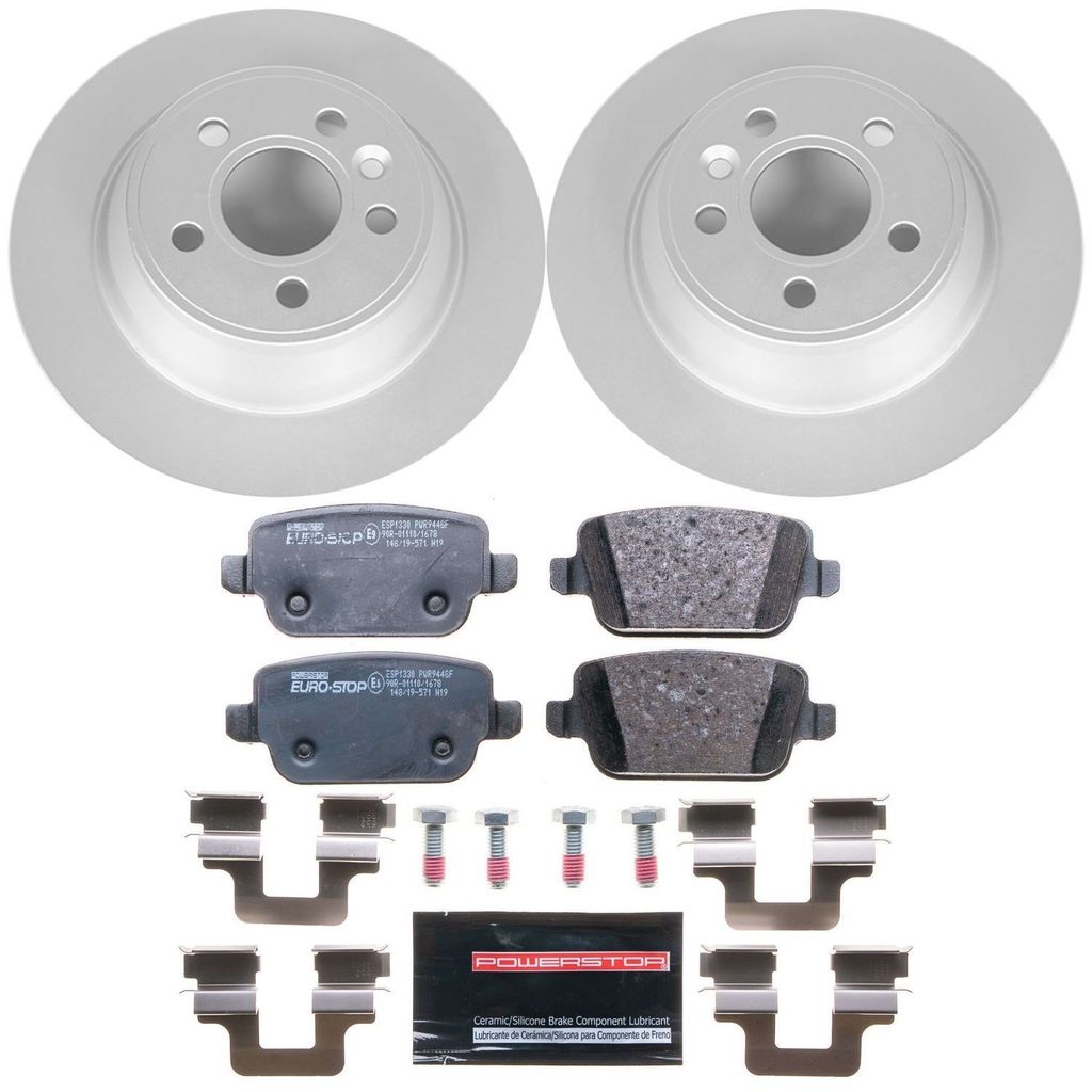 PowerStop ESK5341 - Genuine Geomet Coated Rotors, ECE-R90 Brake Pads + Hardware Kit