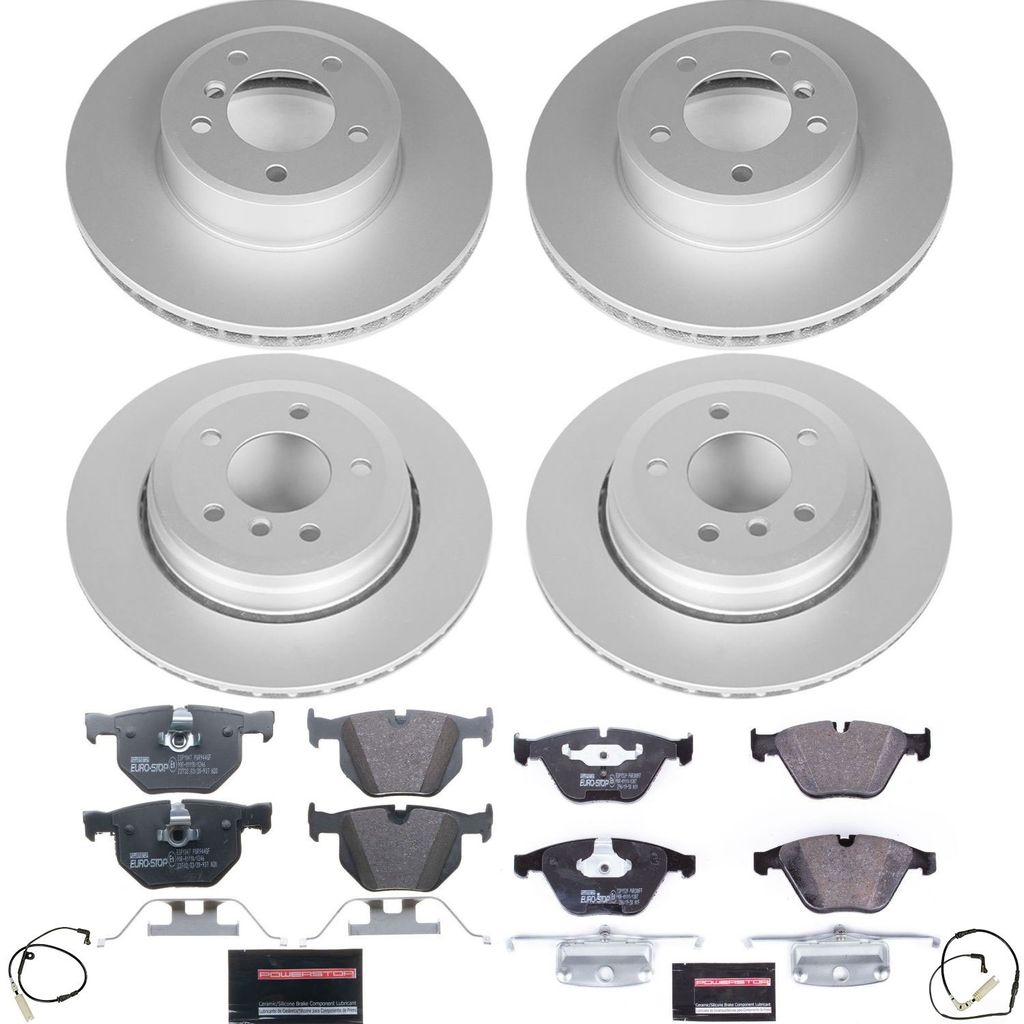 PowerStop ESK5360 - Genuine Geomet Coated Rotors, ECE-R90 Brake Pads + Hardware Kit