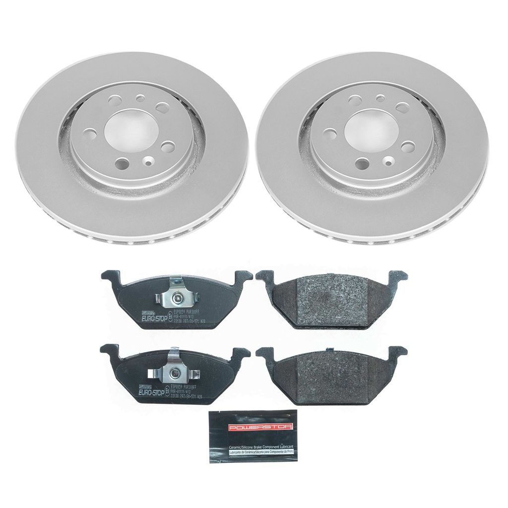 PowerStop ESK5401 - Genuine Geomet Coated Rotors, ECE-R90 Brake Pads + Hardware Kit