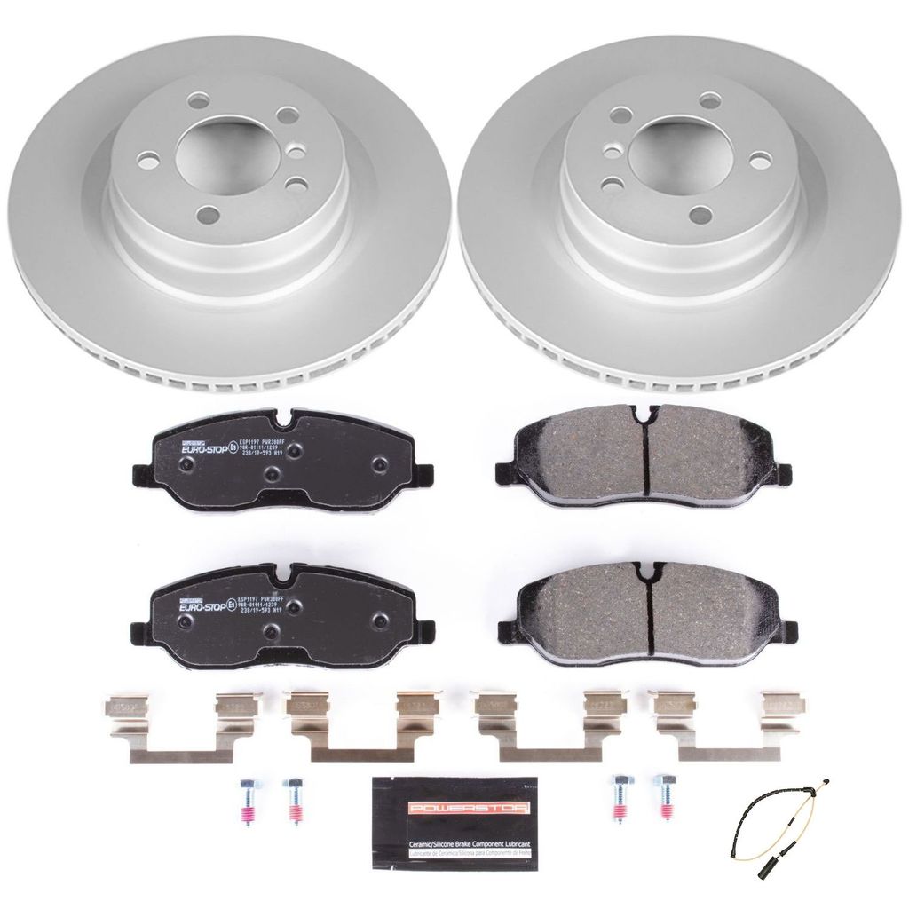 Genuine Geomet Coated Rotors, ECE-R90 Brake Pads + Hardware Kit