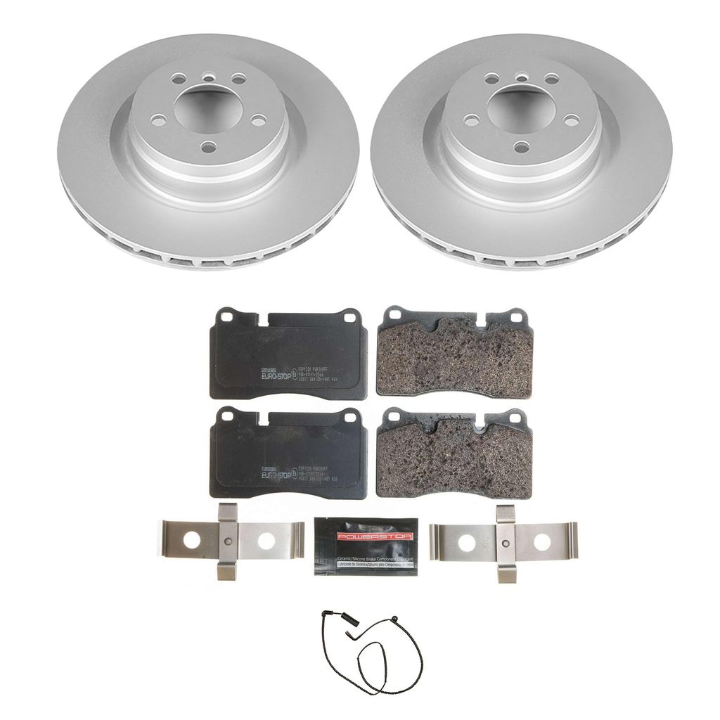 PowerStop ESK5424 - Genuine Geomet Coated Rotors, ECE-R90 Brake Pads + Hardware Kit