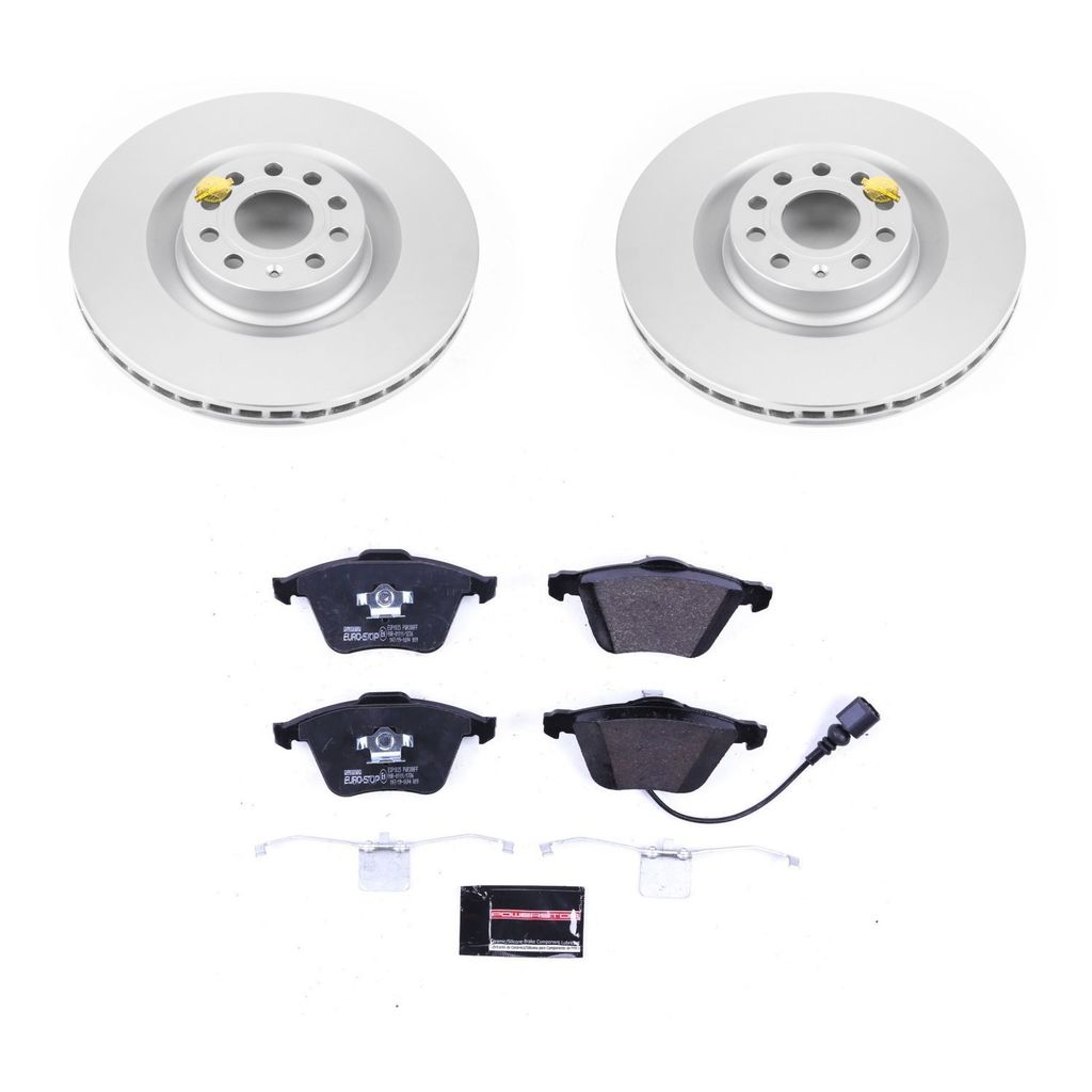 Genuine Geomet Coated Rotors, ECE-R90 Brake Pads + Hardware Kit
