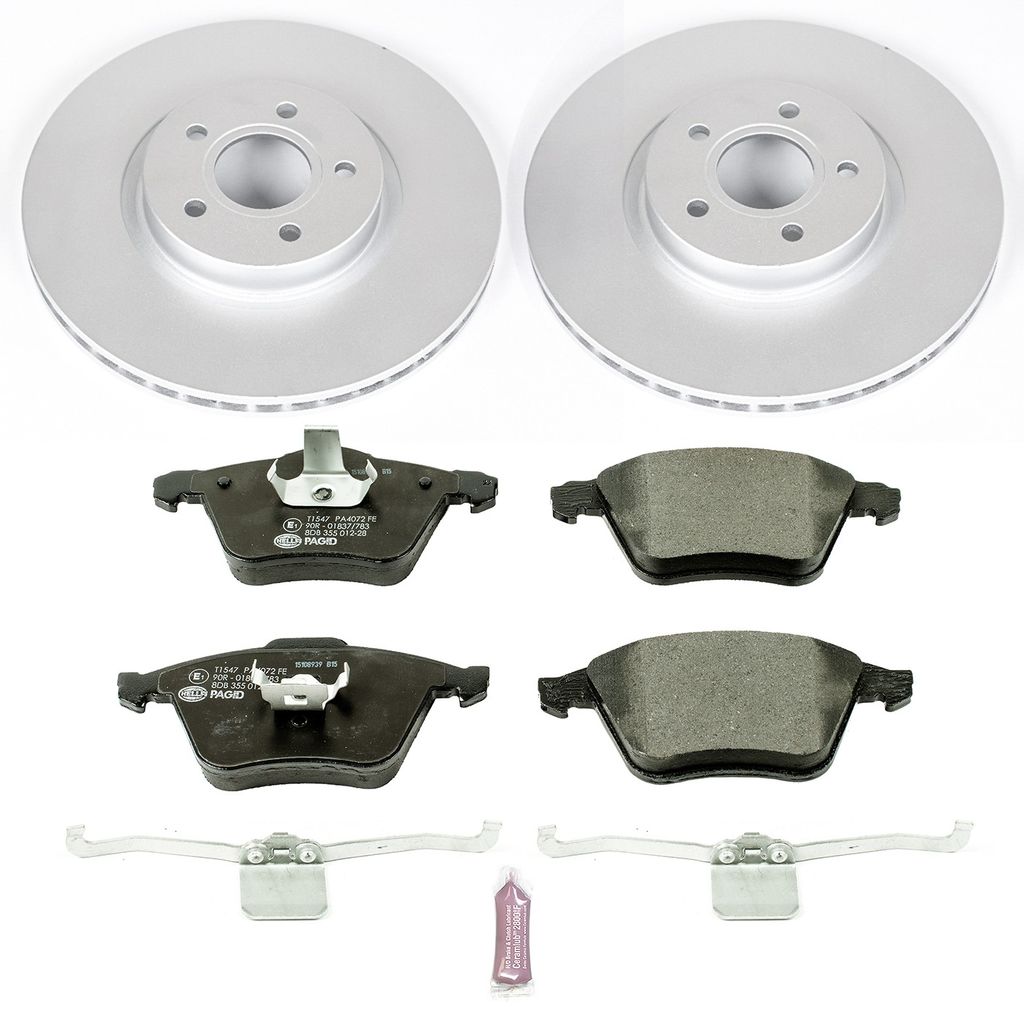 PowerStop ESK5430 - Genuine Geomet Coated Rotors, ECE-R90 Brake Pads + Hardware Kit