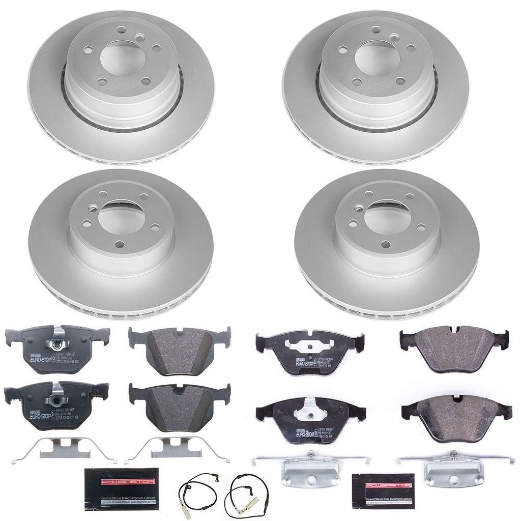 PowerStop ESK5439 - Genuine Geomet Coated Rotors, ECE-R90 Brake Pads + Hardware Kit