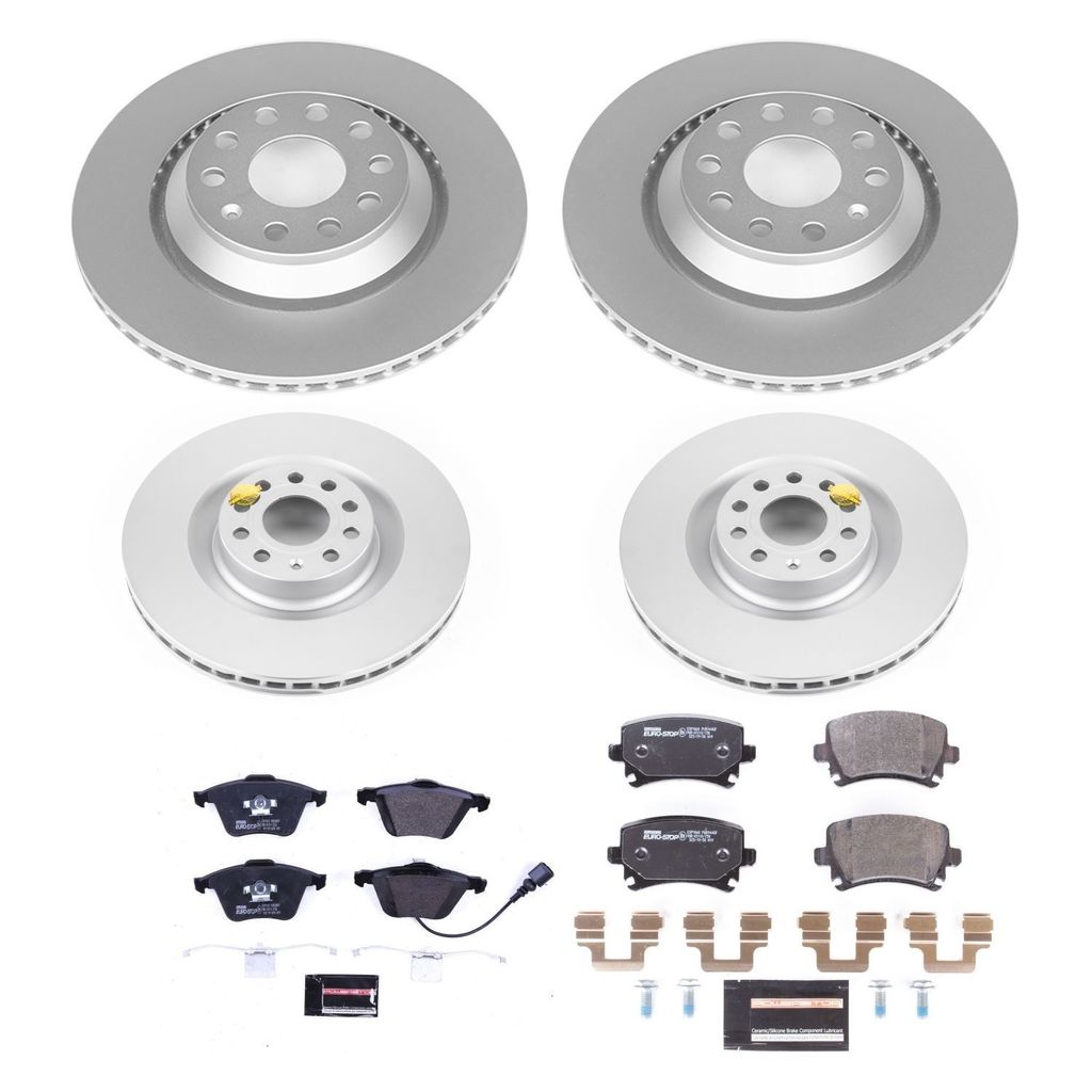 PowerStop ESK5471 - Genuine Geomet Coated Rotors, ECE-R90 Brake Pads + Hardware Kit