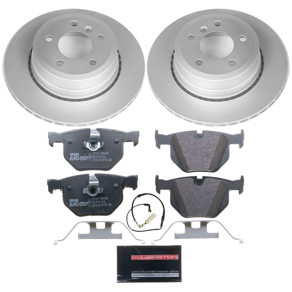 PowerStop ESK5491 - Genuine Geomet Coated Rotors, ECE-R90 Brake Pads + Hardware Kit