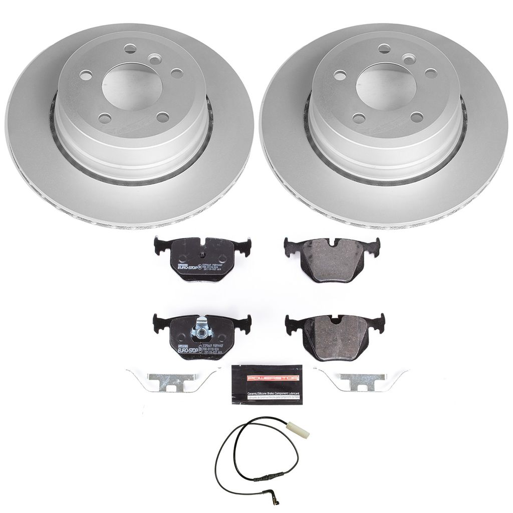 PowerStop ESK5492 - Genuine Geomet Coated Rotors, ECE-R90 Brake Pads + Hardware Kit