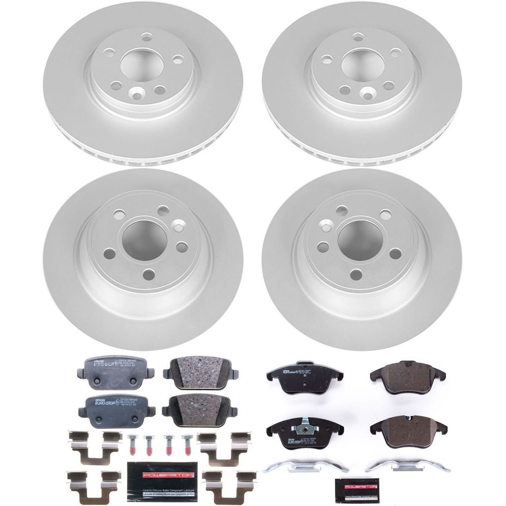 PowerStop ESK5610 - Genuine Geomet Coated Rotors, ECE-R90 Brake Pads + Hardware Kit
