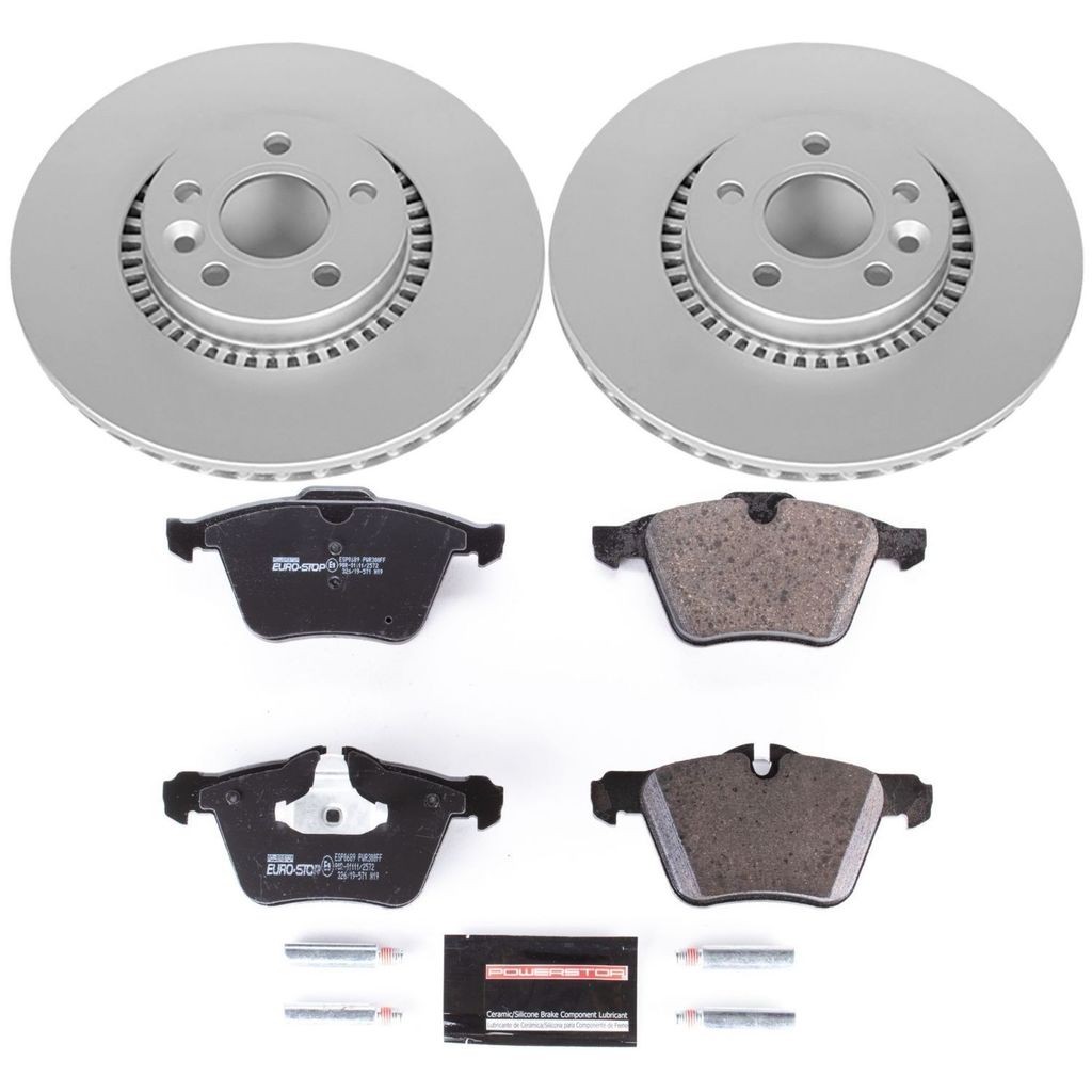 Genuine Geomet Coated Rotors, ECE-R90 Brake Pads + Hardware Kit