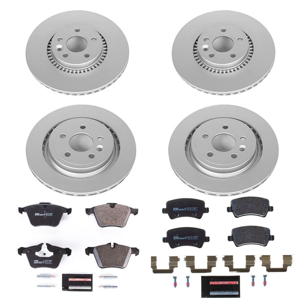 PowerStop ESK5614 - Genuine Geomet Coated Rotors, ECE-R90 Brake Pads + Hardware Kit