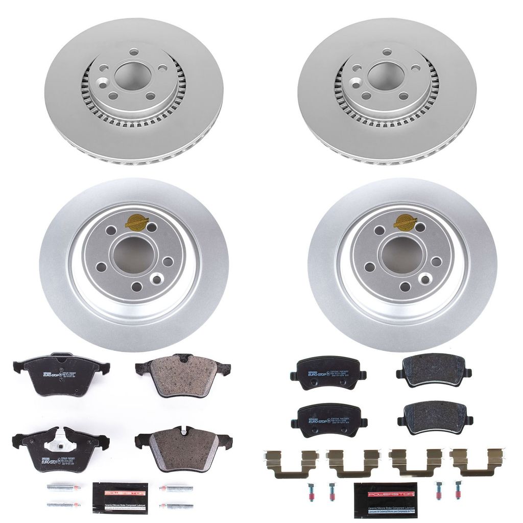 PowerStop ESK5615 - Genuine Geomet Coated Rotors, ECE-R90 Brake Pads + Hardware Kit