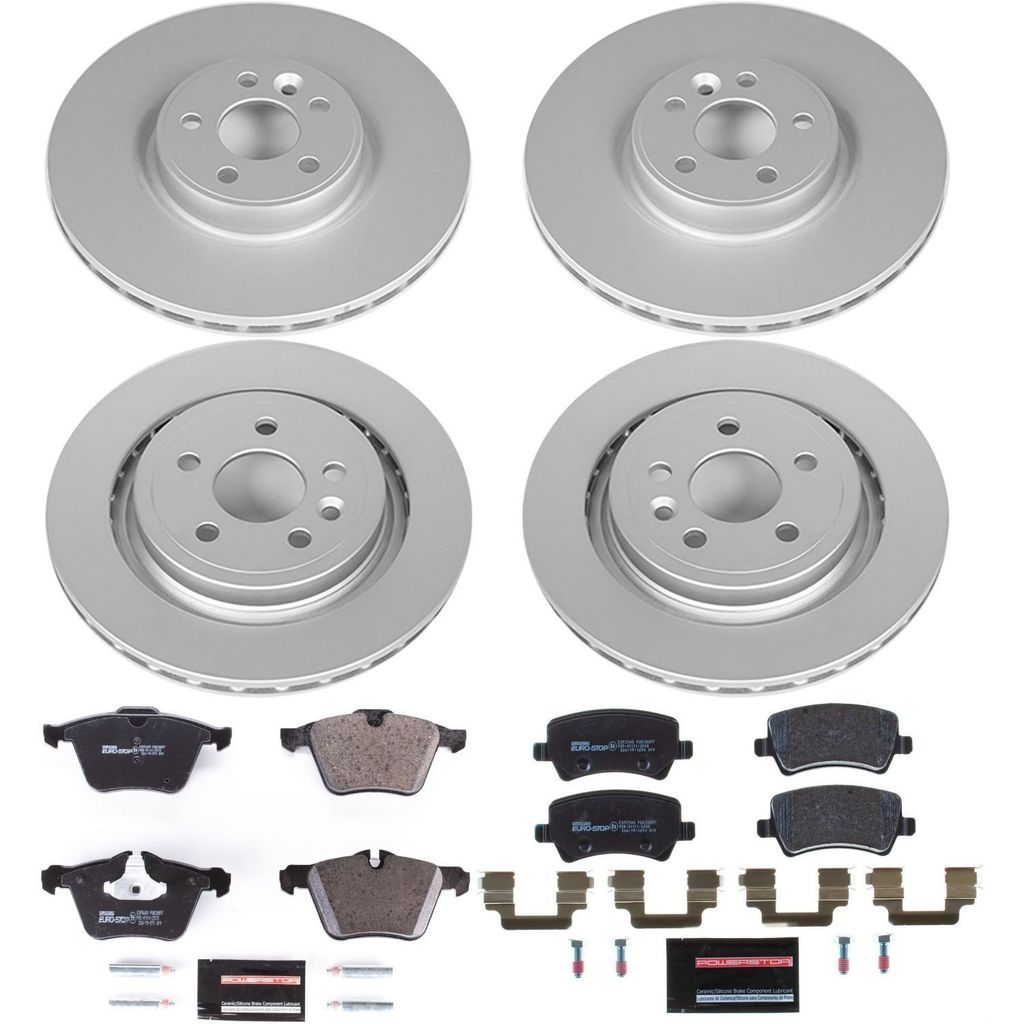 PowerStop ESK5617 - Genuine Geomet Coated Rotors, ECE-R90 Brake Pads + Hardware Kit