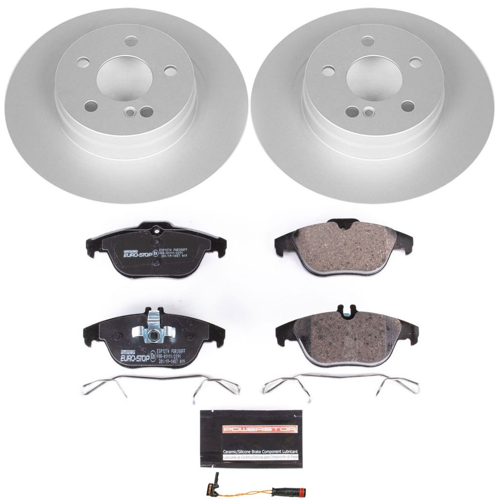 PowerStop ESK5625 - Genuine Geomet Coated Rotors, ECE-R90 Brake Pads + Hardware Kit