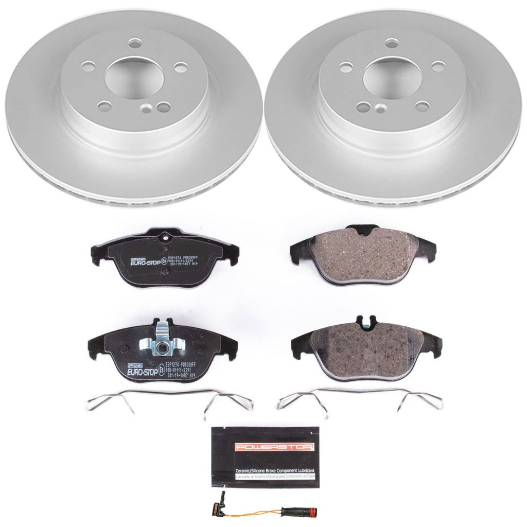 PowerStop ESK5626 - Genuine Geomet Coated Rotors, ECE-R90 Brake Pads + Hardware Kit