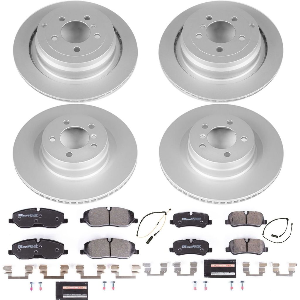 PowerStop ESK5632 - Genuine Geomet Coated Rotors, ECE-R90 Brake Pads + Hardware Kit